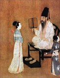 The Night Revels of Han Xizai is a painted scroll depicting Han Xizai, a minister of the Southern Tang Emperor Li Yu (937-978). This narrative painting is split into five distinct sections: Han Xizai listens to the pipa, watches dancers, takes a rest, plays string instruments, and then sees guests off.<br/><br/>

The original, painted by Gu Hongzhong (937-975), is lost, but a 12th century copy, housed in the Palace Museum in Beijing, survives (pictured here).